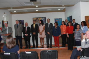 El ministro Pedro Vergés acompañado de funcionarios del Ministerio de Cultura durante el anuncio del plan operativo cuatrimestral del Ministerio de Cultura.